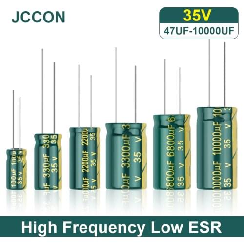 JCCON Aluminum Electrolytic Capacitor High Frequency Low ESR 35V 47UF 100UF 220UF 330UF 470UF 380UF 1000UF 2200UF 3300UF 6800UF