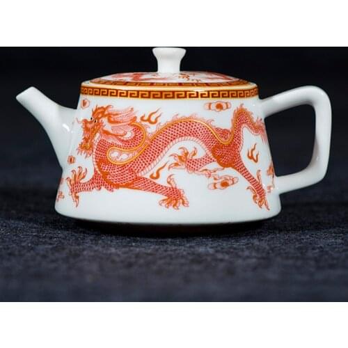 Ceramic Tea Pot Porcelain Vintage Teapot Dragon Kettle Chinese Kung Fu Teaware Handle Coffee Pots Drinkware Decoration Crafts