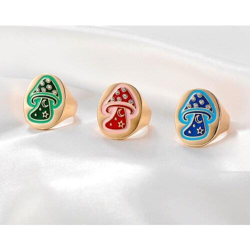 Mushroom Ring Most Loved Color Plant Rings Summer Fine Lucky Finger Jewelry for Women Creative Cute Gift