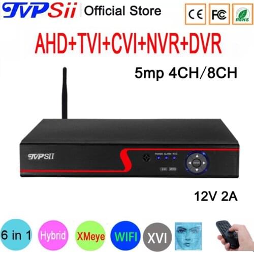 Red Panel Hi3521D Xmeye Audio 5mp 4CH 8CH 8 Channel Face Detection 6 in 1 Hybrid XVI CVI TVi NVR WIFI AHD CCTV DVR System