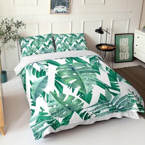 Summer 3D Tropical Rainforest Plant Bedding Set Queen Home Textiles Set Bedclothes Duvet Cover Pillowcase for Birthday Gifts