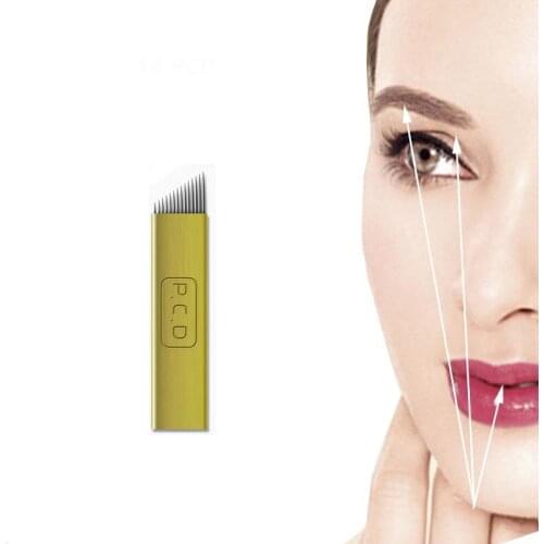 Microblading Tattoo Needles Lip Eyebrow Eyeliner Permanent Makeup Embroidery Sterilized Disposable Tattoo Blades Tattoo Supply