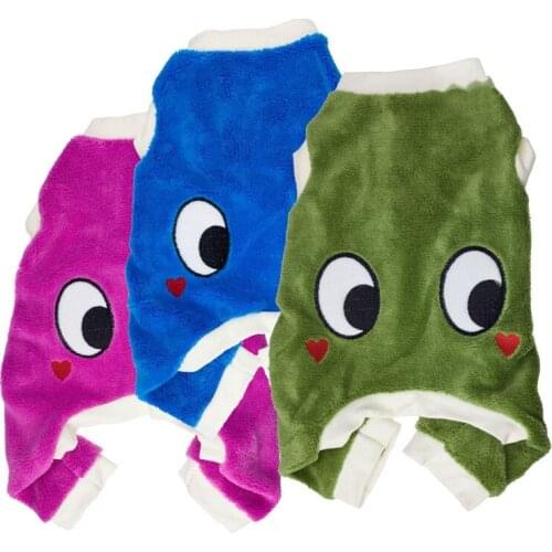 Cute Eyes Dog Clothes Winter Warm Jumpsuit Soft Fleece Puppy Clothing for Small Dogs Yorkshire Chihuahua Costume Pet Overalls