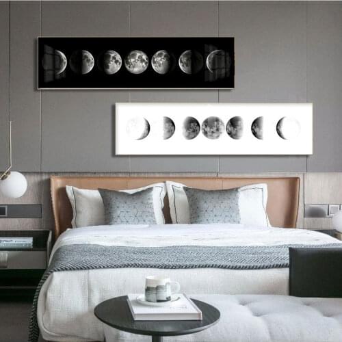 Minimalist Black and White Moon Wall Art Poster HD Print Big Size Abstract Picture Nordic Home Decor Moon Phase Canvas Painting