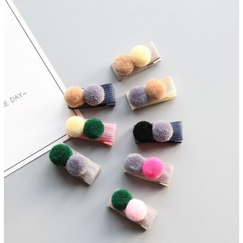 Boutique 40pcs Fashion Cute Felt Pom Pom Hairpins Solid Kawaii Mini Candy Ball Hair Clips Hair Accessories Winter Headwear