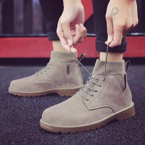2019 Boots Men Suede Leather Luxury Men Ankle Boots Original Male Casual Shoes British Style Winter Boots bota masculina K4-85