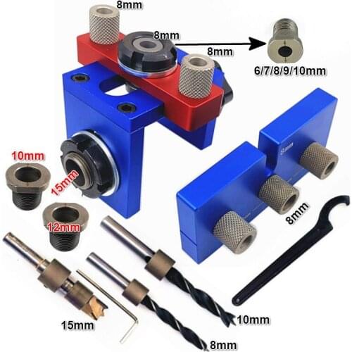 Woodworking Pocket Hole Jig Kit Doweling Jig Wood Vertical Drilling Detachable Furniture Connecting Hole Puncher Locator Tools