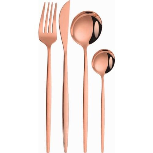 Rosegold Fork Spoon Knife Stainless Steel Cutlery Set Silverware Tableware Set Chopsticks Dinnerware Flatware Coffee Teaspoon