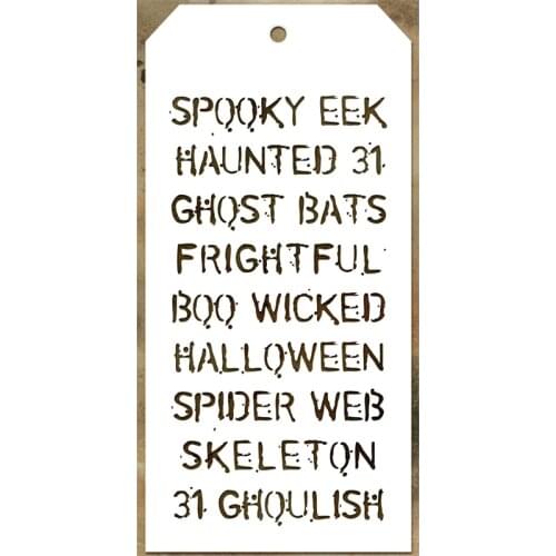 2021 New Label Tag Plastic Stencil For Craft Making Halloween Word Pattern Scrapbooking Background Card No Metal Cutting Dies