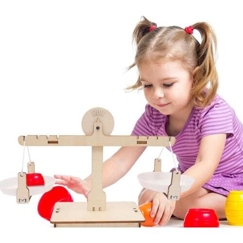 1Set DIY Montessori Educational Wooden Balancing Scale Game Science Experiment Toys for Children Kids Learn Add Subtract Model