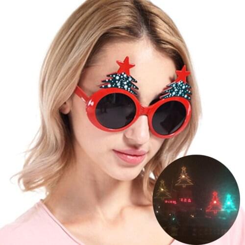 Oval Heart Shaped Sunglasses Women PC Frame Optical Change Christmas Tree Lenses Colorful Sunglasses Women Red Pink Shades