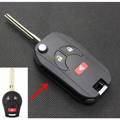 PINECONE for NISSAN CUBE JUKE ROGUE SUNNY SYLPHY TIIDA Car Key Case 2+1 Buttons Uncut Brass Blade Modified Remote Key Shell 1PC