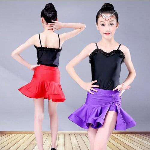Latin Dance Dress For Girls Children Kids Black Competition Latin Skirts Girls Ballroom Tango Cha Cha Dress Spandex