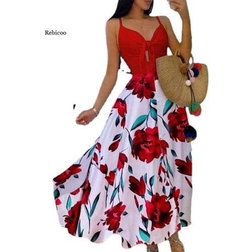 Sexy Bowknot Women Straps Long Dress Summer Elegant Button Hollow Out Party Dress Casual Ladies V Neck Print Beach Maxi Dresses