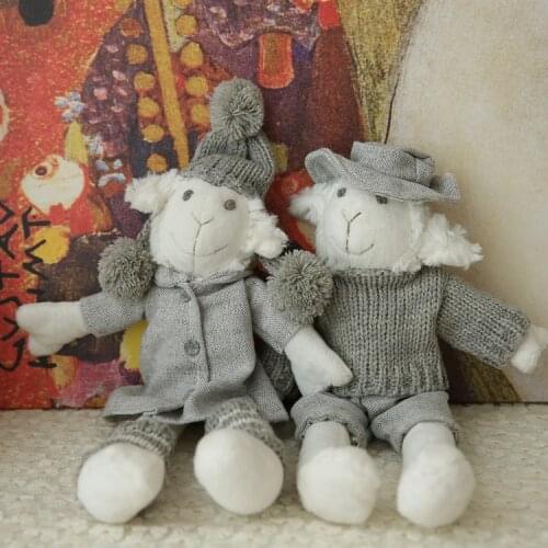32cm Plush Sheep Toy Doll Lamb Penguin Snowman Couples Hand Knitted Toys Knitting Dolls Baby Kids Kawaii Birthday Gift