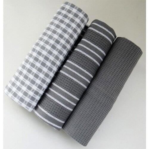 3pcs Kitchen Towels Classic 100% Natural Cotton Tea Towels Dish Cloth Absorbent Lint-Free Machine Tableware Household Towel