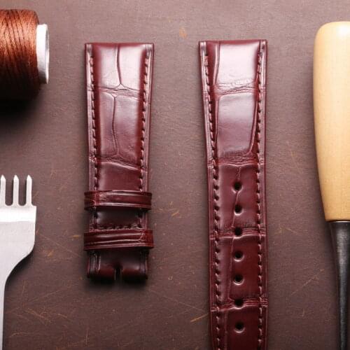 Crocodile Leather Replacement Watchbands for IWC Portugues Pilot Black Alligator Grain Watch Band Bracelet Strap 20mm 21mm 22mm