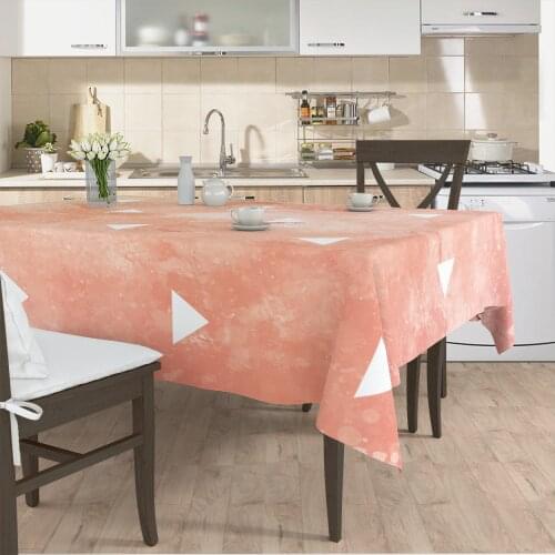 Table cloth living room kitchen pink white triangle patterned micro fabric cover with runner pattern Free Shipping