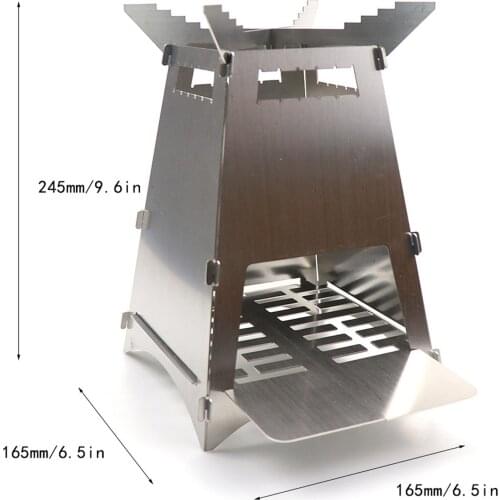 Stainless Steel Grill Portable Wood Burning Camping Stove Folding BBQ Grill Windproof Camping Picnic Tool For Home Use
