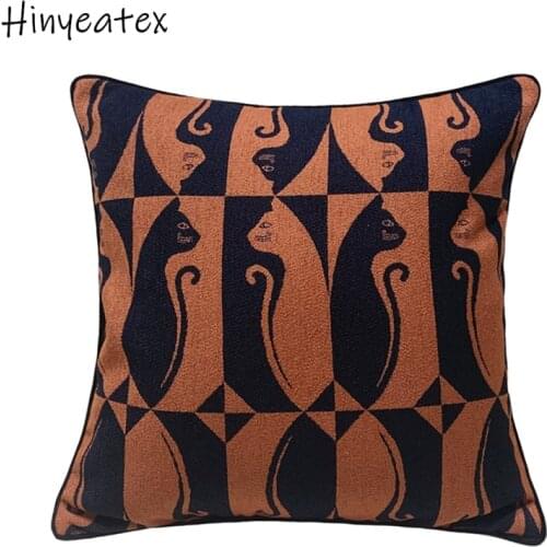 Modern Black Brick Red Cat Woven Pillow Case Home Designer Cushion Cover Interior Decorative Square 45 x 45 cm Sell by pieces
