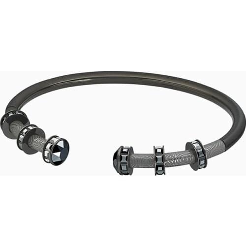 Stylish And Trendy Black Crystal-studded Open-top Bracelet For Men And Women Lovers To Wear A Hair Generation