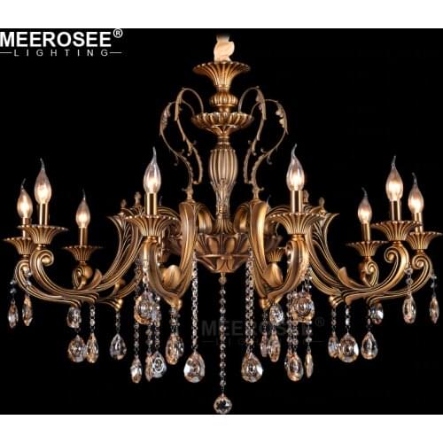 Vintage Crystal Chandelier Lighting Fixture For Dining Room Foyer Brass Lustres de Cristal Luxury Pendant Lamp Indoor Lighting