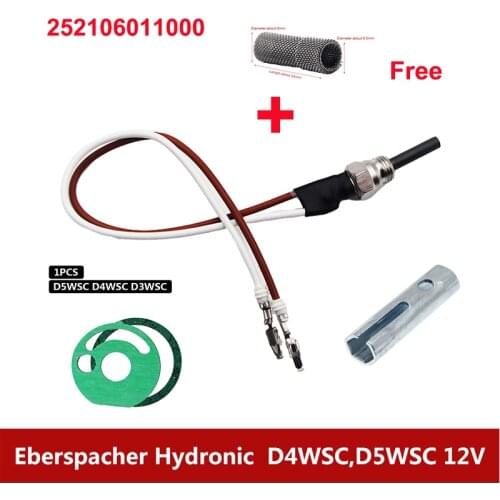 For Eberspacher/ Espar Hydronic D3W D4W D4W Z SC 12V Heater Parts Glow Plug Ceramic Pin 252106011000+ Gaskets+Strainer+ Wrench