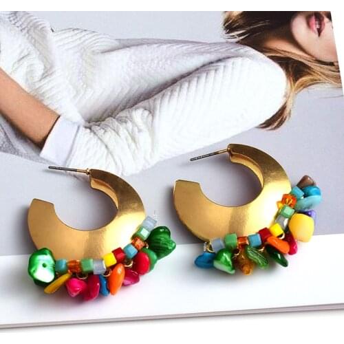 New Arrival Gold Metal Drop Earrings High-Quality Fashion Colorful Rhinestone Jewelry Accessories For Women