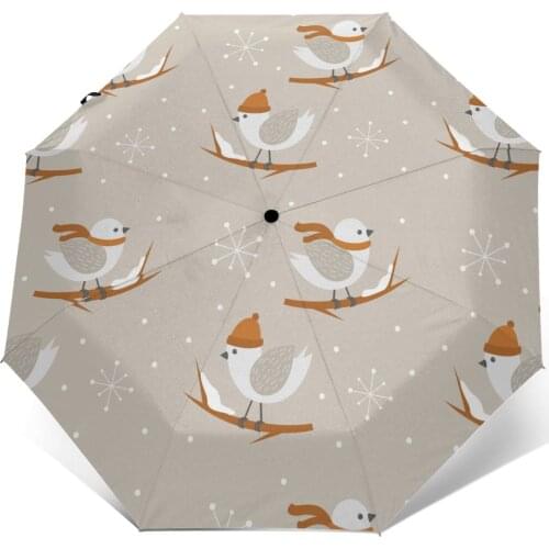 Sunny Umbrella Winter Birds Automatic folding portable men women umbrella Sunscreen rain Windproof beach parasol