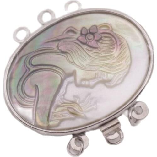 1 PCS 3 ROWS Natural Gray Beauty Shell Clasp Mother of Pearl 25mmx30mm