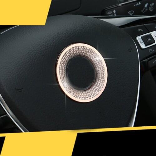 For volkswagen Passat B8 2016-2019 1Pc Car Steering Wheel Decoration Diamond sticker Circle Covers Stickers Car accessories