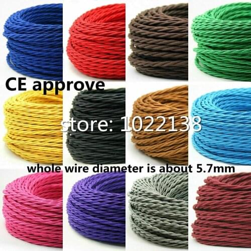 2m 3m 5m 10m 2 Core 0.75 Vintage Twisted Cable Retro Braided Electrical Wire Fabric Lamp Cord