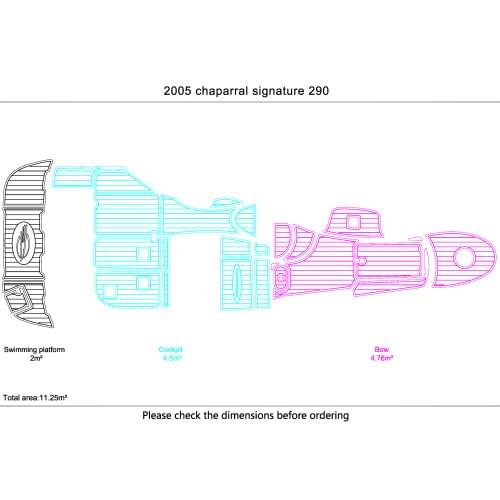 2005 chaparral signature 290 Cockpit swimming platform 6mm EVA Non-slip mat deck