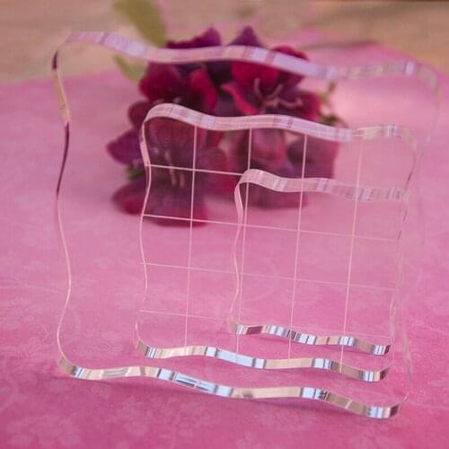 3 pieces/lot) Mixed sizes (5cm,7.5cm,10cm) Transparent Perspex Block Acrylic Pad for rubber clear stamp usage