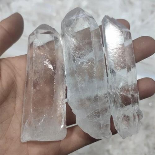 3pcs Natural Clear Point Quartz White Crystal Raw Stone Terminated Wand Specimen