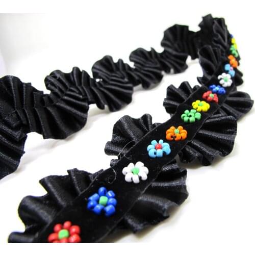 30mm Embroidered Flower Trim Pleated Trim|Ruffled Ribbon|Wavy Satin Trim|Ric Rac Trim|Retro Handmade Supplies|Pillow Case