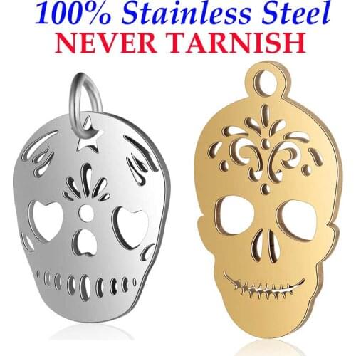 5 Pieces Hollow Skull Fashion Charm Wholesale 100% Stainless Steel DIY Jewelry Finding Pendant Real 316 Steel DIY Charms