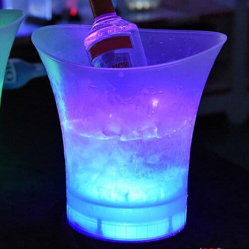 5L 4 Color Waterproof Plastic LED Ice Bucket Bar Nightclub Light Up Champagne Whiskey Beer Bucket Bars Night Party