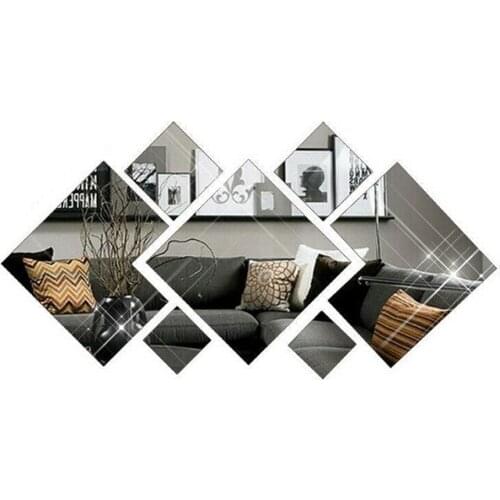 7Pcs Acrylic wall mirror 3D Mirror Wall Sticker Home Decor Hexagon Decorations DIY Removable Diamond mirror Art Ornaments