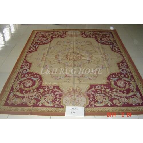 Free shipping 8'X10' French style aubusson carpets hand knotted rugs Woolen French Aubusson Rugs