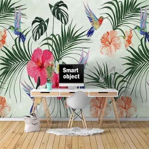 Seamless wallpaper Tropical leaves TV sofa background wall professional production murals poster photo wall