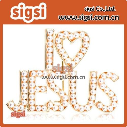 Big size pearl decorate i love jesus pendant