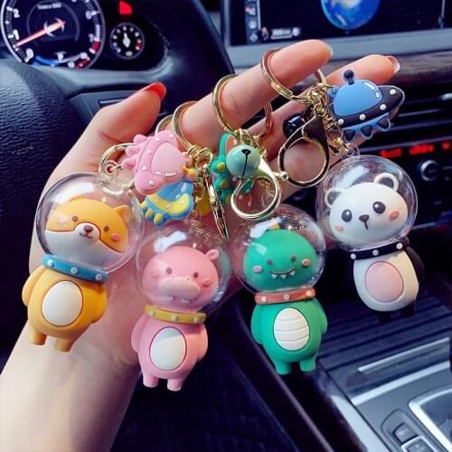 2021 Creative Space Anime Keychain Fashion Car Bag Pendant Key Ring Trend Animal Astronaut Key Chains Couple Gifts Accessories