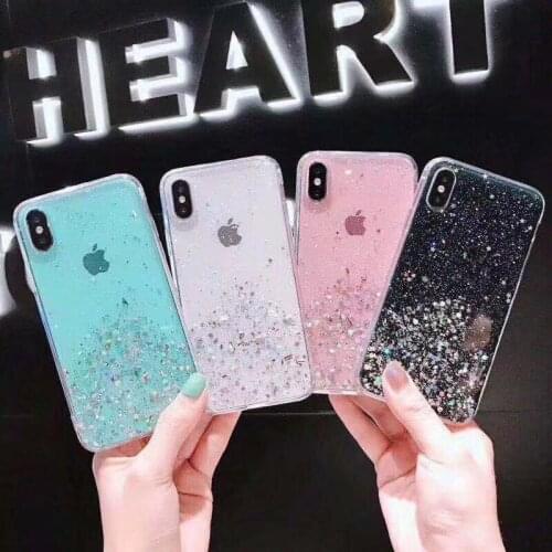 Glitter Bling Sequins Case For iphone 11 8 7 Plus 6 6s Epoxy Star Case For iphone 11 Pro MAX X XR XS Soft Transparent TPU Cover