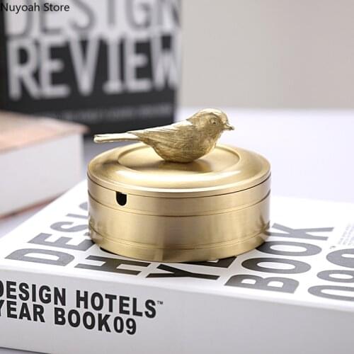 Pure Copper Bird Ashtray Luxury Creative Storage Box Modern Office Desktop Decoration Living Room Home Decoration Accessories