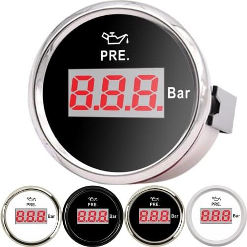 52mm Digital Oil Pressure Gauge Car Boat Meter 0-5/0-10 bar With Backlight 9~32V For Auto Motorcycle Truck Marine Fuel Pressure