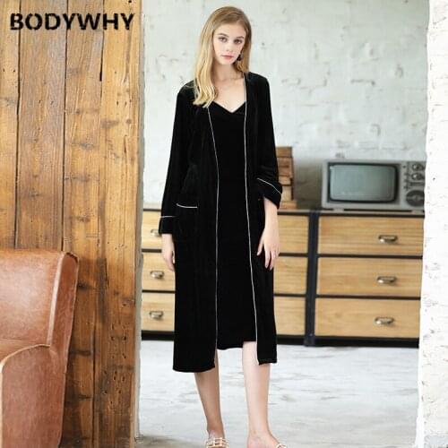 Ladies Nightgown Velvet Bathrobes Spring and Autumn Plus Long Sexy Single-piece Cardigan Robe Silk Robes for Women