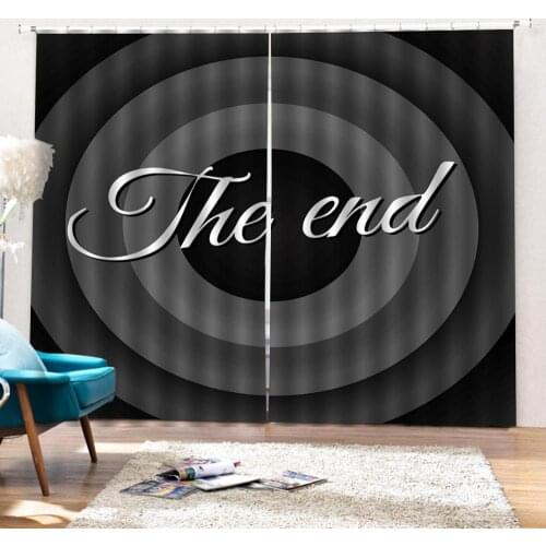 Decoration curtains Curtain Decoration 3D Brief Gray ring character Curtains For Bedroom Living room Polyester Room Curtain