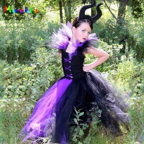 Evil Queen Kids Halloween Party Dresses for Girls Tutu Dress Children Cosplay Costume Girl Clothing Carnival Ball Gown Vestidos
