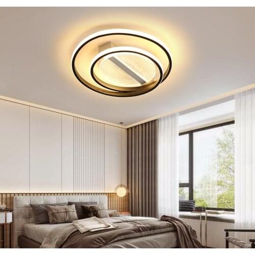 FKL Modern Minimalist Ceiling Lamp LED Round Black Home Hall Room Master Bedroom Ceiling Lamp
